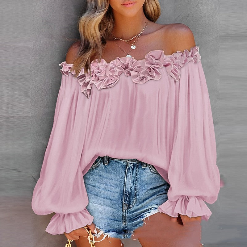 Långärmad topp med off-shoulder-mönster – snygg och bekväm