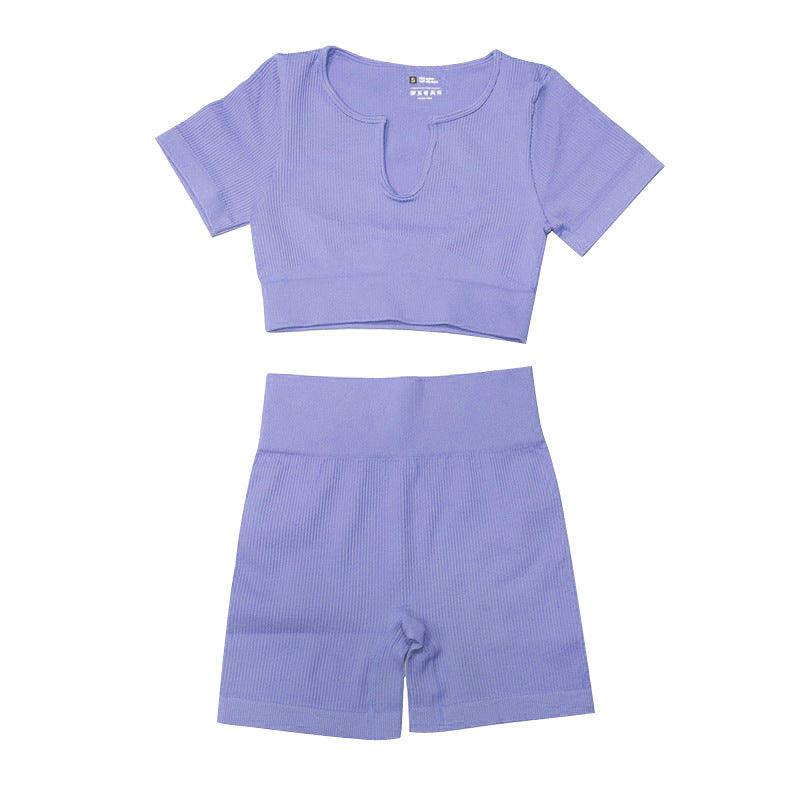 Ensemble de vêtements de Yoga sans couture, haut de sport à manches courtes, t-shirt, débardeur de Yoga
