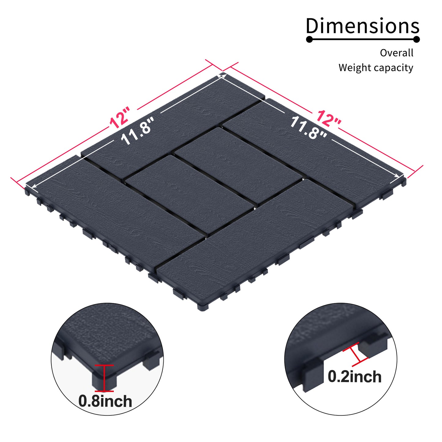 Waterproof, Wear-resistant, DIY Assembly, Garden, Courtyard, Balcony,plastic Flooring