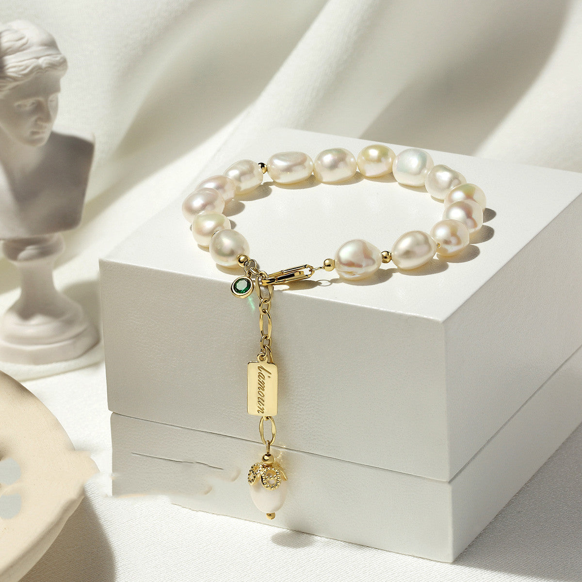 Naturliga zirkonpärlorarmband lyxsmycken