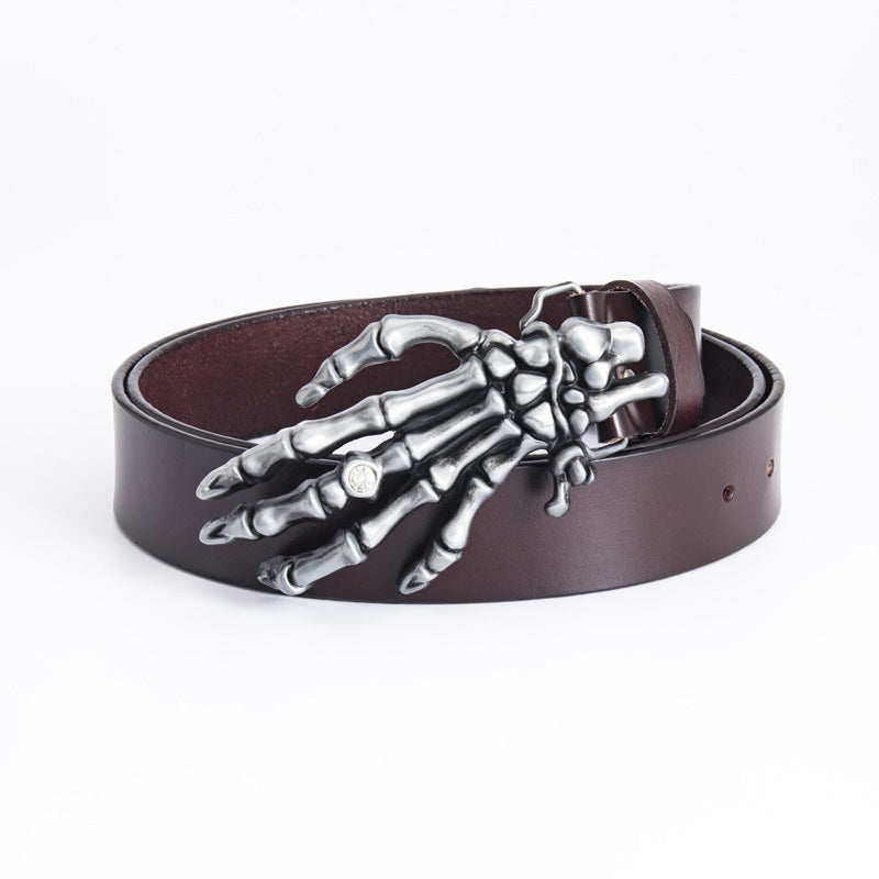 Men's Leather Belt Skull Big Head Claw Outdoor Rider - Rebellious Adventure