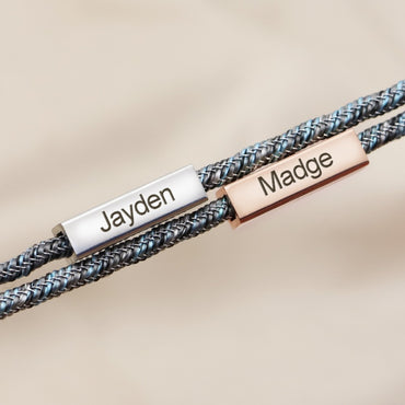 Custom Name Bracelet - Promise of Eternal Love - Magnet Attracting Each Other - Stainless Steel Pair