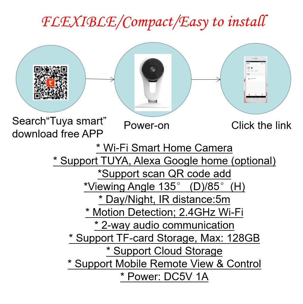 HD 1080p Smart Home IP-säkerhetskamera CCTV-kamera
