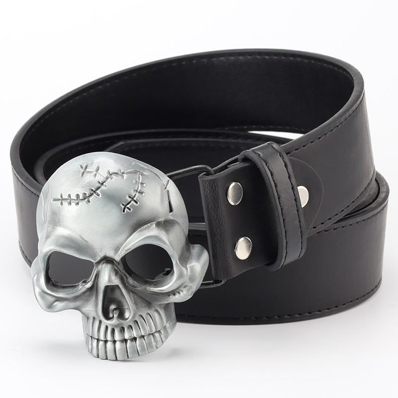 Men's Skull Head Leather Belt - Rebellious Edge