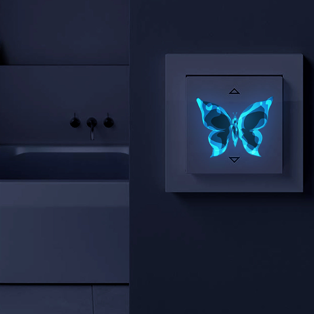 Petit papillon lumineux bleu, autocollants lumineux pour chambre à coucher, salon, décoration de maison