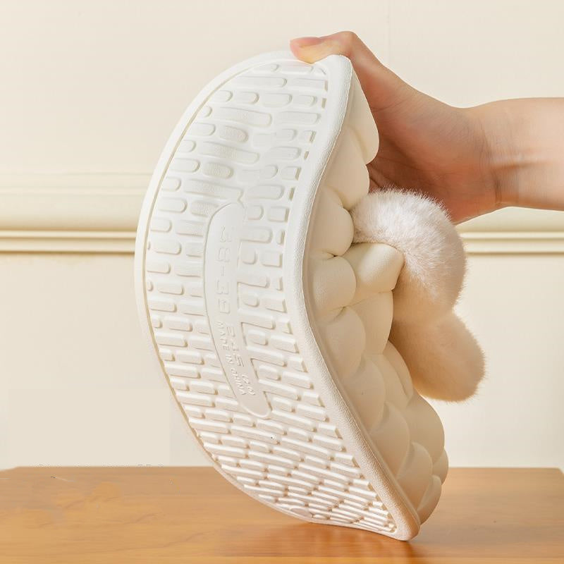 Söta kaninskor Vinter Fuzzy Slippers Dam Avtagbara Tvättbara Husskor