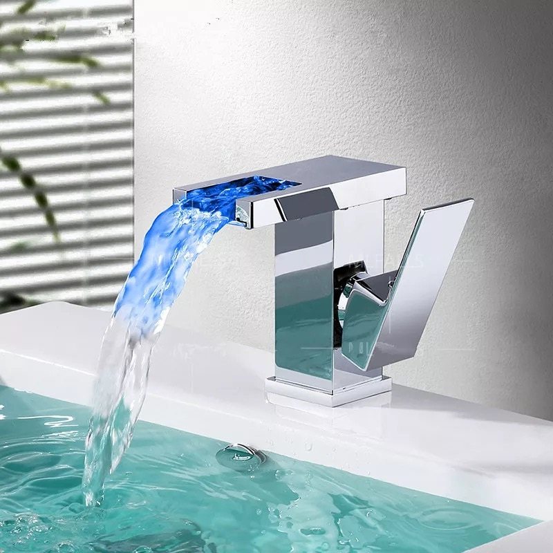 Illuminated Waterfall Bathroom Basin Faucet