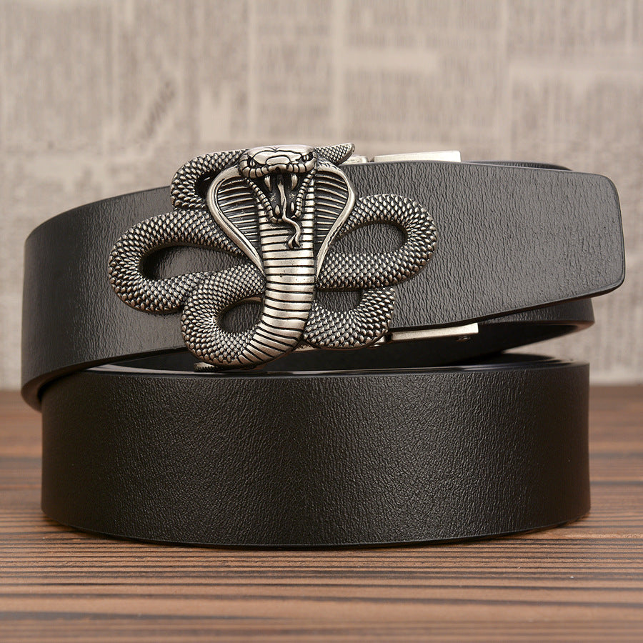 Men's Automatic Buckle Leather Cobra Casual Belt - Powerful Dominance