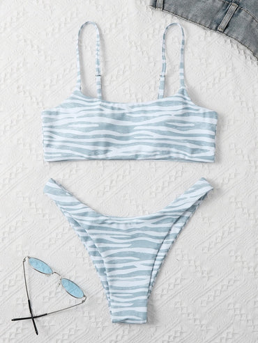 Professional Ladies Fashion Two-Piece Bikini - Striped European American Design (9 Colors, XS-XL)