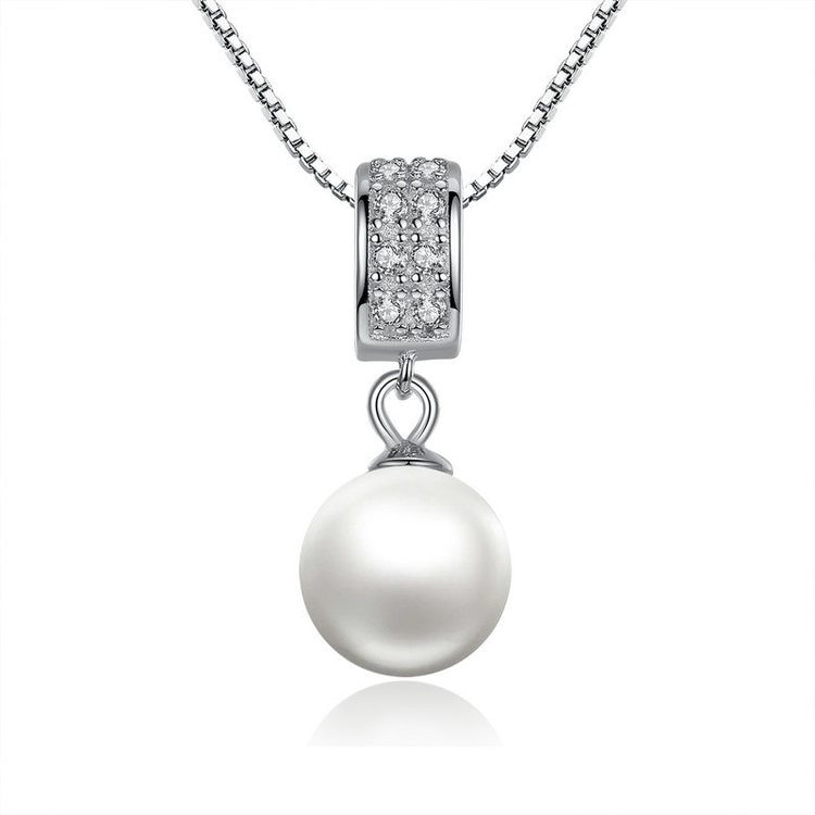 925 Sterling Silver Simulerad Pärlhänge Halsband Lång Kedja Halsband Smycken Bröllopshalsband