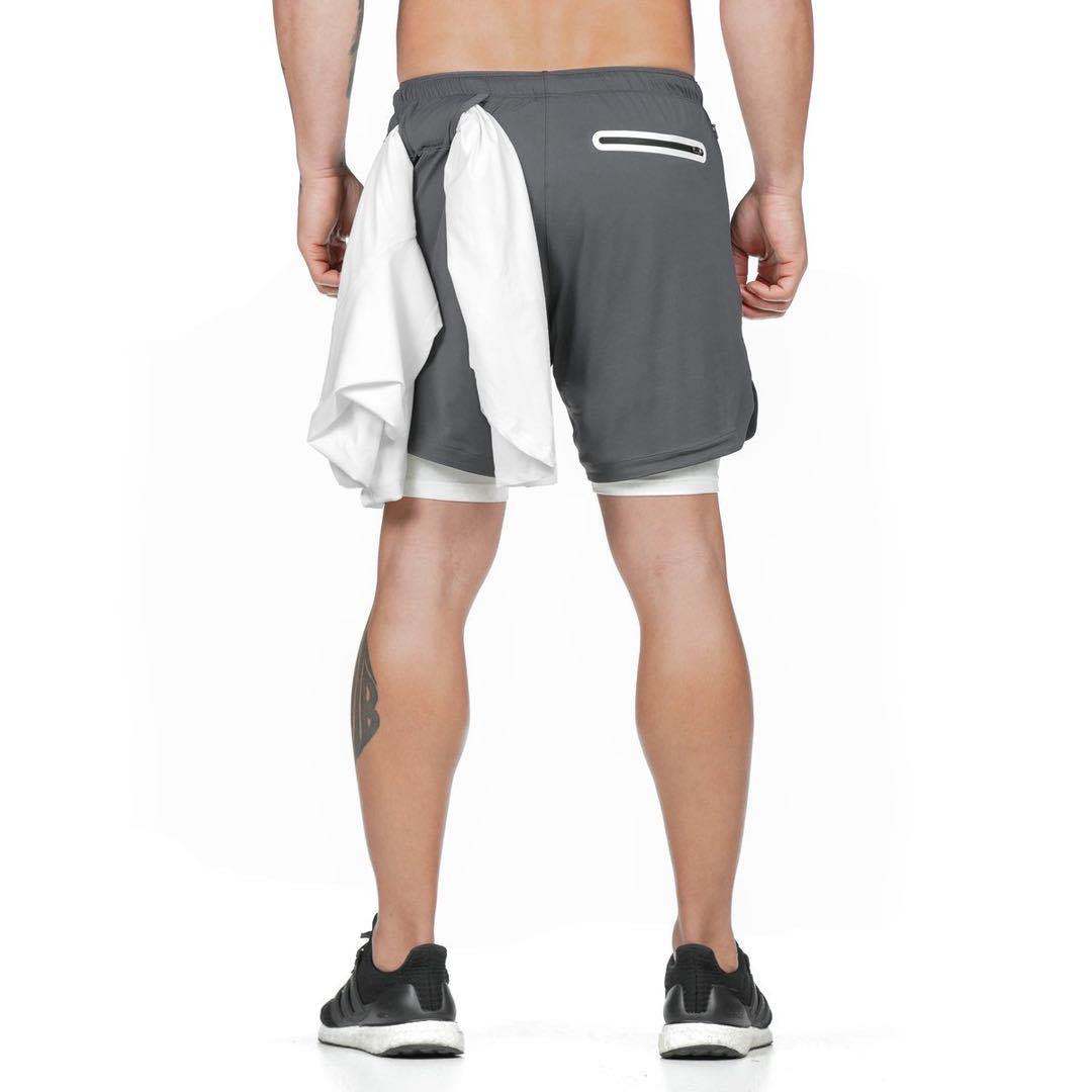 Short de course 2 en 1 pour hommes, Double pont, séchage rapide, Short de Sport, Fitness, Jogging, entraînement, pantalon court