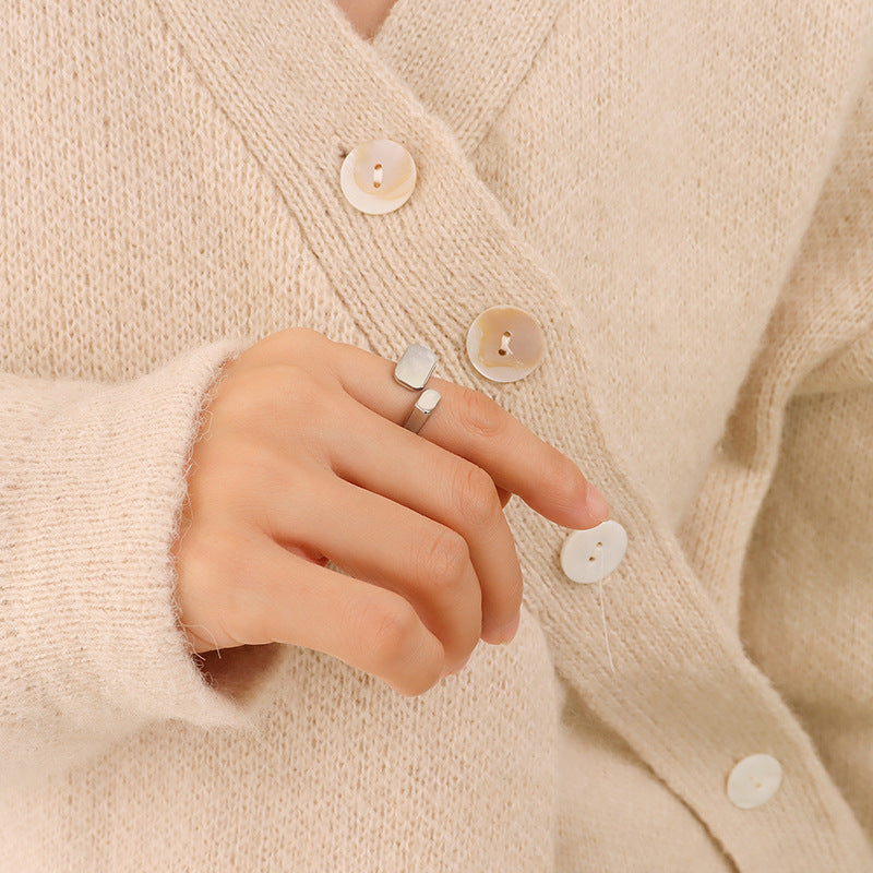 Bague Coquillage Blanc Mode Vintage