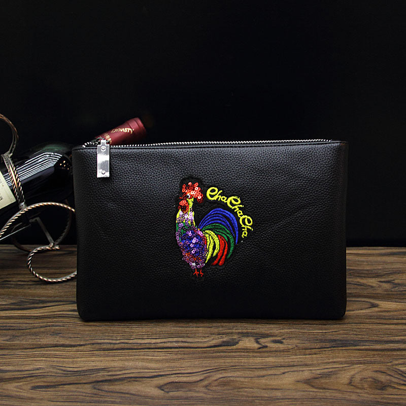 Sac enveloppe à main brodé d’abeilles pour hommes