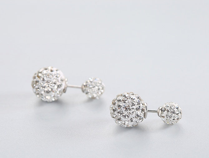 S925 sterling silver earrings Austrian rhinestones double-sided earrings