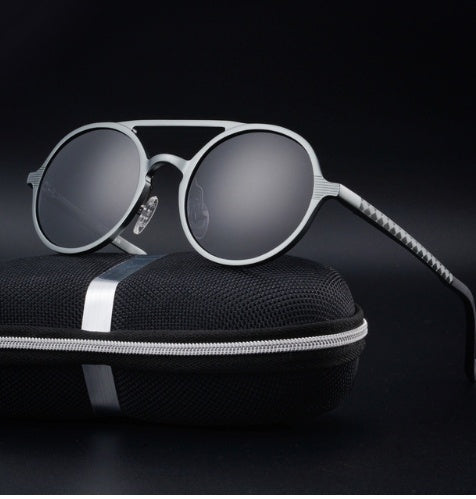 Lunettes de soleil polarisées Vintage pour hommes, monture ronde, à la mode, en aluminium et magnésium, pour la conduite, nouvelle collection