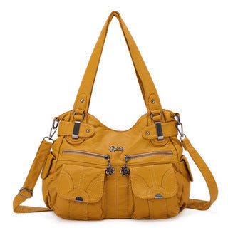 Sac messager Portable en cuir souple pour femmes, sacs à bandoulière avec poche à fermeture éclair, fourre-tout souple et décontracté