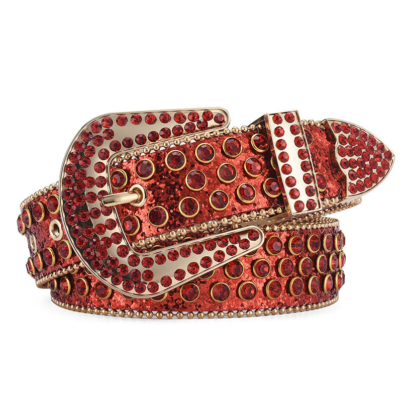 Unisex Alloy Punk Rock Rivet Rhinestone Belt - Rebellious Edge