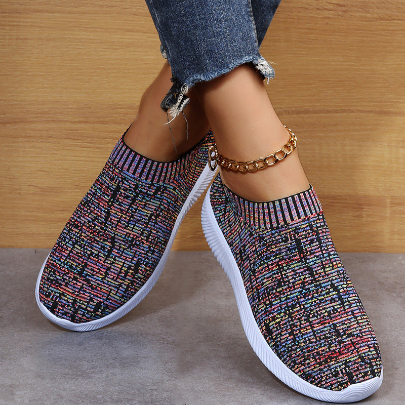 Stripe Knit Sock Sneakers - Unisex Athletic Flats - Versatile Collection