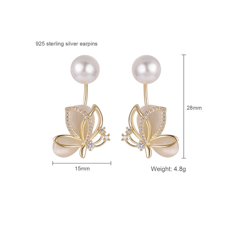 Opal Butterfly Stud Earrings Women