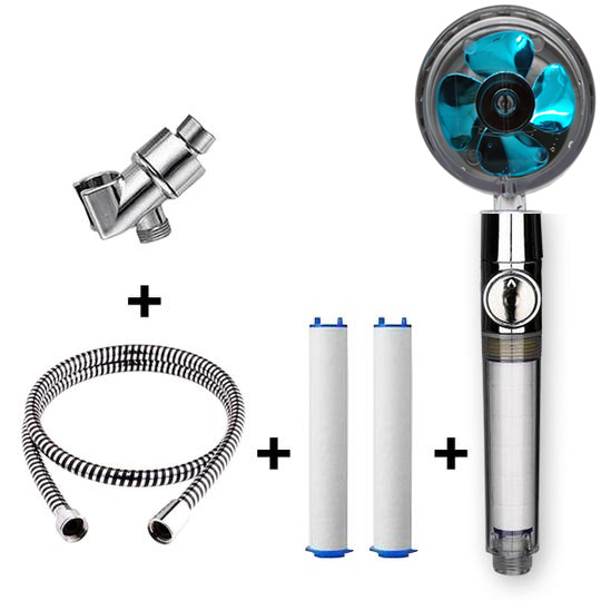Pommeau de douche à hélice avec bouton d'arrêt et filtre en coton, buse de douche à main haute pression turbocompressée