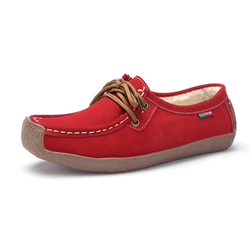 Women's Frosted Lace-Up Flat Sneakers with Plush Lining