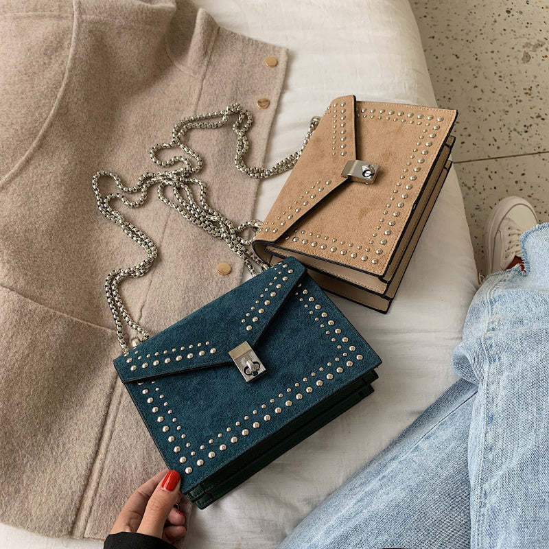 Textured Leather Mini Messenger - Compact Shoulder Bag with Scrub Finish