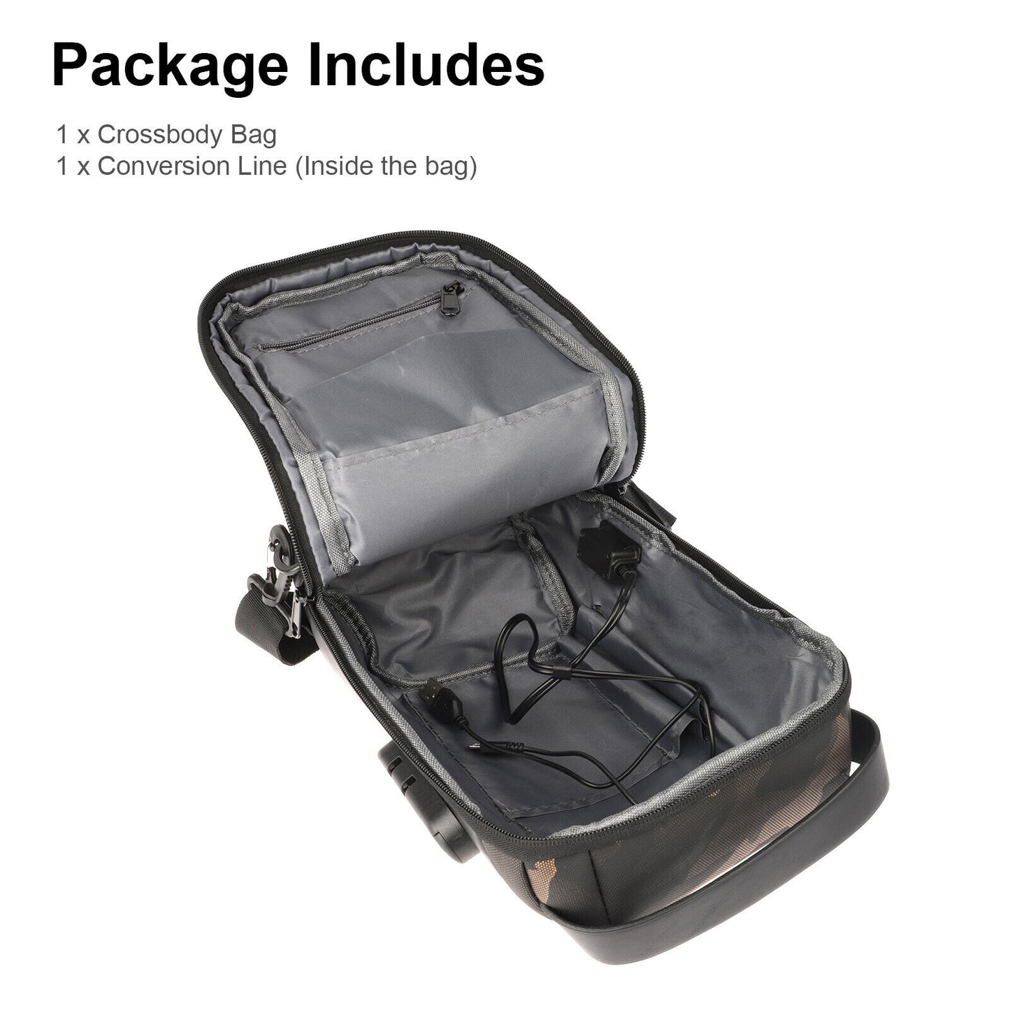Sacs à bandoulière multifonctions Oxford imperméables pour hommes Sacs à bandoulière antivol Sac de poitrine à bandoulière pour homme Sac à bandoulière étanche antivol Sac à dos Pack USB