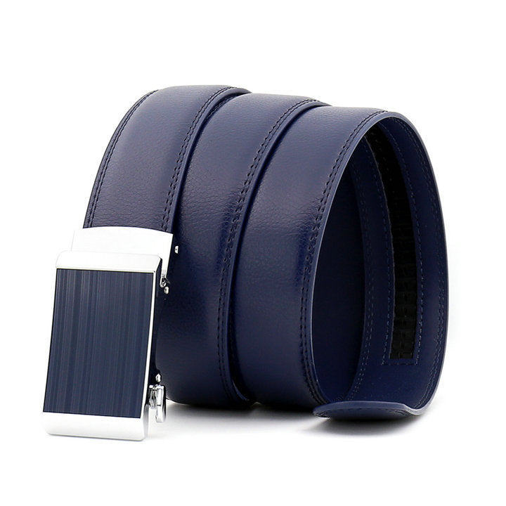 Men's Cowhide Alloy Automatic Buckle Business Casual Pant Belt - Effortless Professional