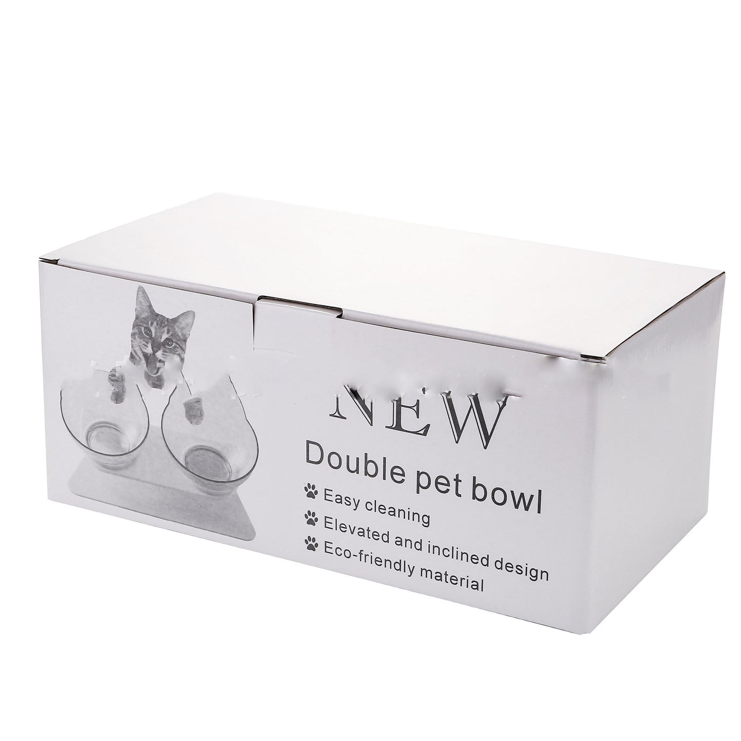 Cat Double Bowl - Elevated 15° Tilted Design for Neck Protection