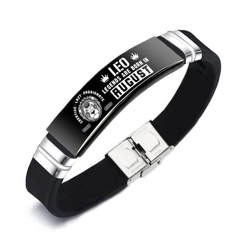 Svarta 12 stjärntecken ID-armband armband för kvinnor och män
