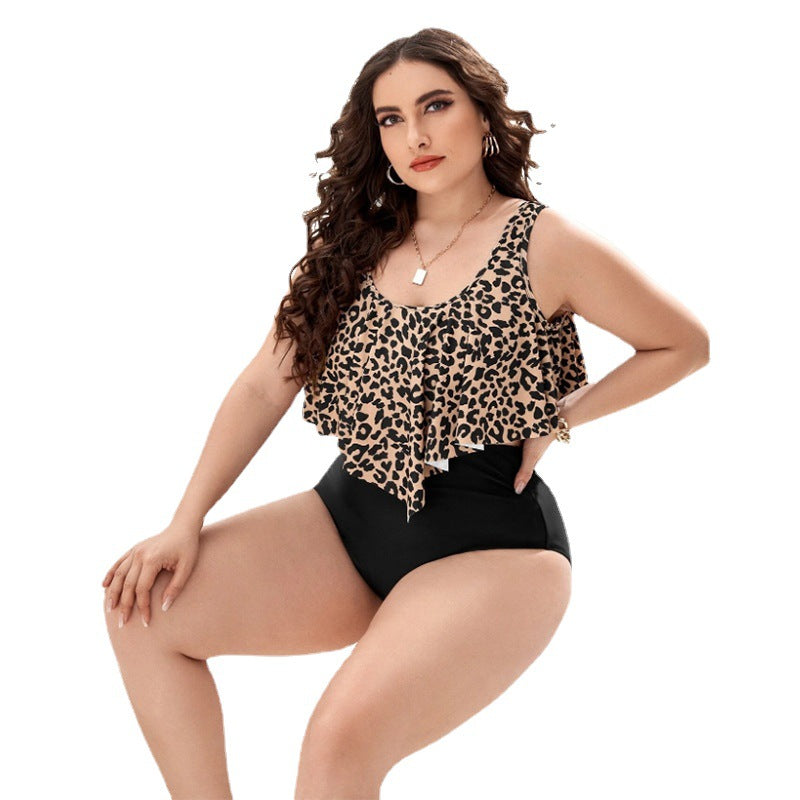 Bikini leopardmönstrad baddräkt för kvinnor