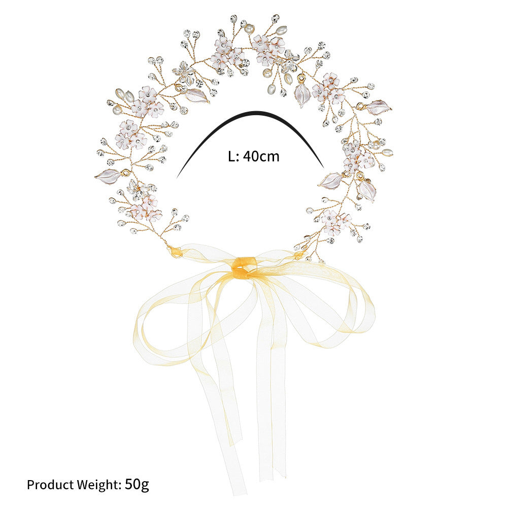 Pearl Handmade Headband - Elegant Alloy Flower Design