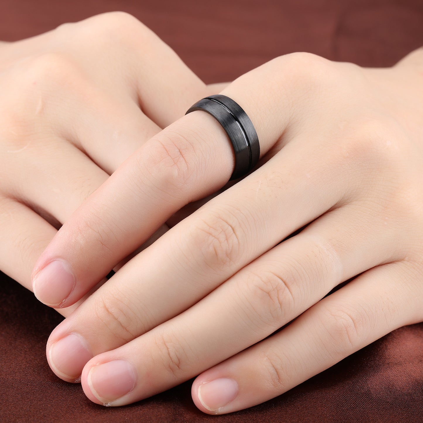 Bague en acier titane noir