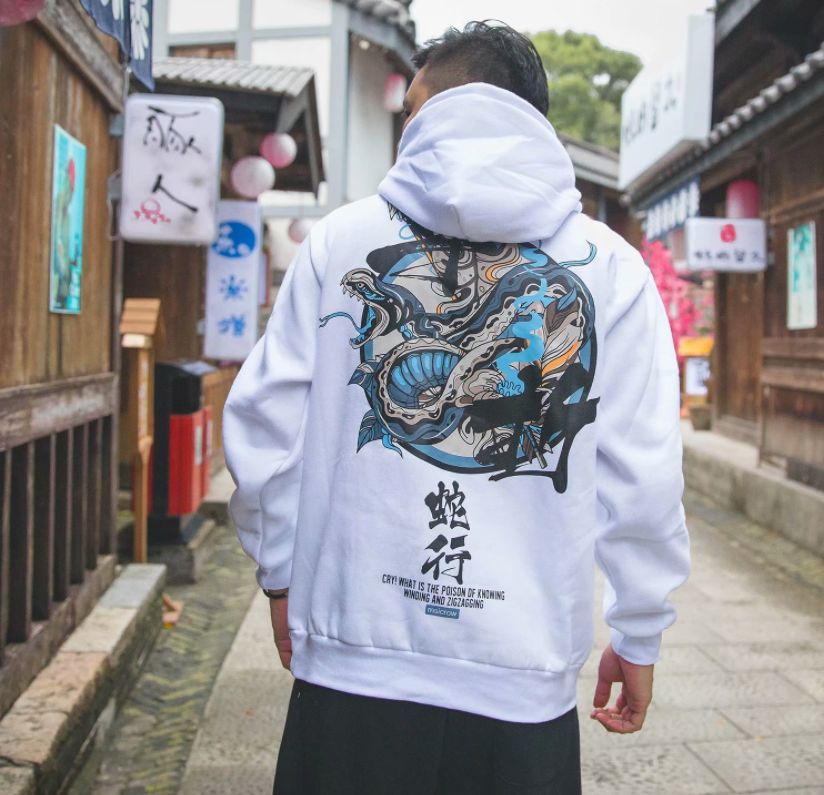 Huvtröjor Herr Kinesisk Letter Hooded High Street Pullover Sweatshirt Herr Mode Hip Hop Höst Vinter Casual Streetwear och tryckta lösa kortärmade män