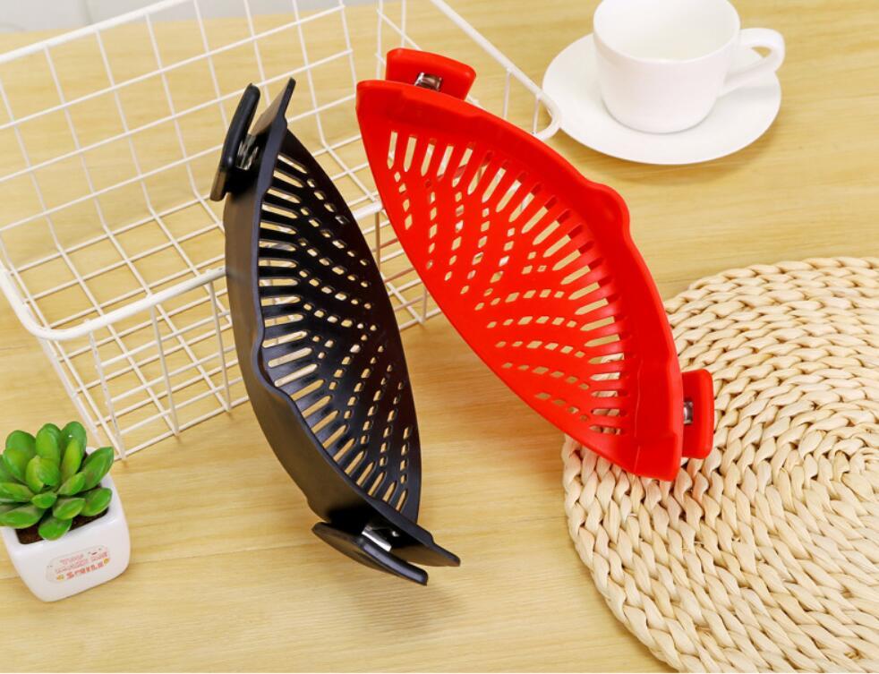 Silikon clip-on gryta skål tratt olja siivare Creative Rice Tvättning Colander för dränering vätska Passar alla gryta storlek.