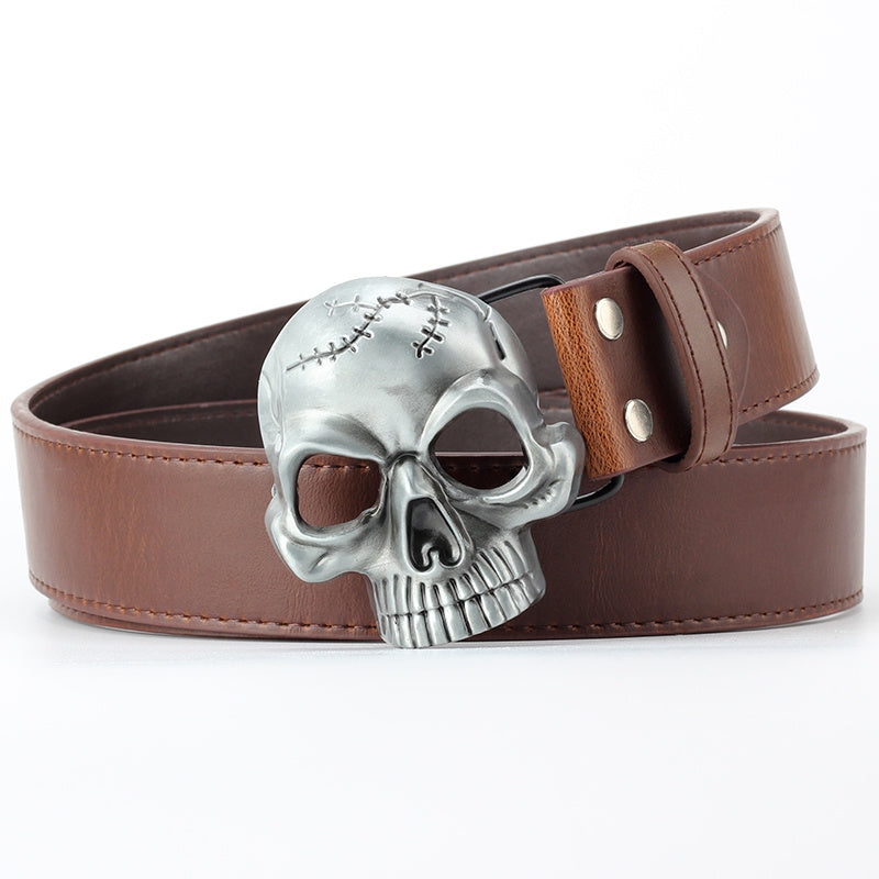 Men's Skull Head Leather Belt - Rebellious Edge