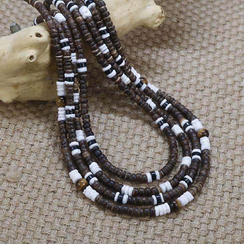 Collier ethnique en coquille de noix de coco pour hommes, tribu