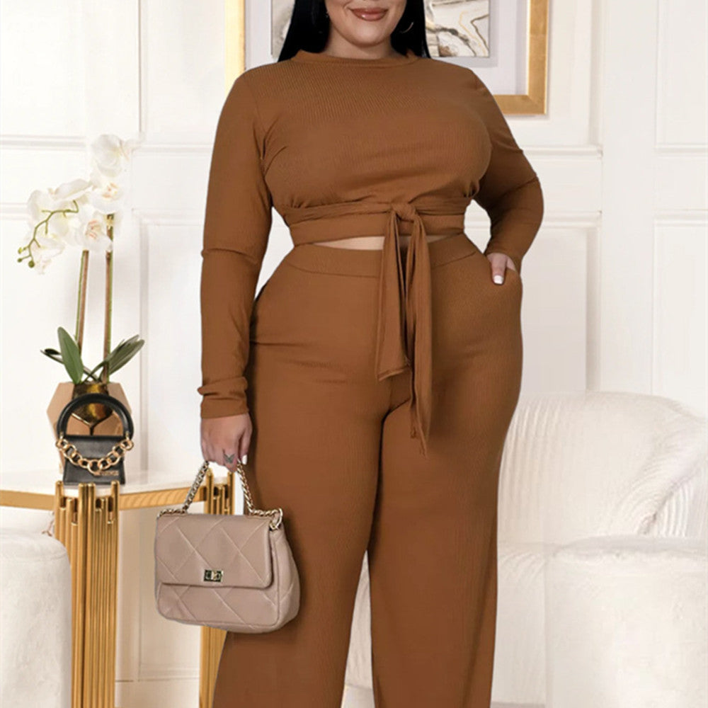 Fashion Plus Size Damkläder Pit Strip tygrem i två delar