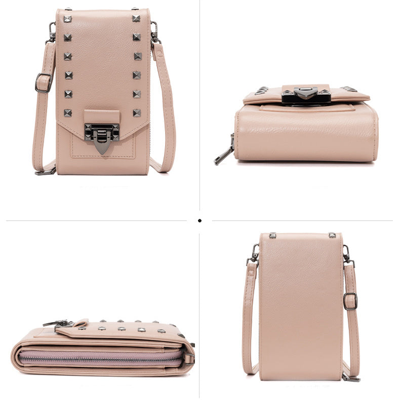 Rivet Design Axelväskor Mobiltelefon Handväska Enfärgad Crossbody-väskor Dam
