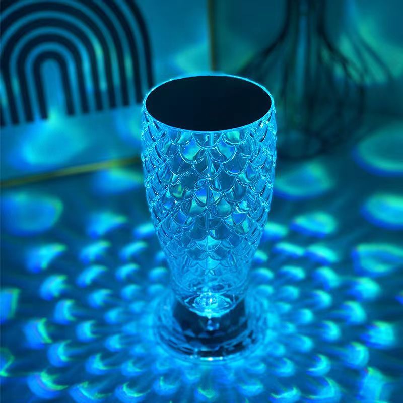 Lampe en écailles de poisson avec Port USB, veilleuse tactile Rechargeable en cristal pour chambre à coucher, salon, fête, dîner, décoration de la maison, lumières créatives