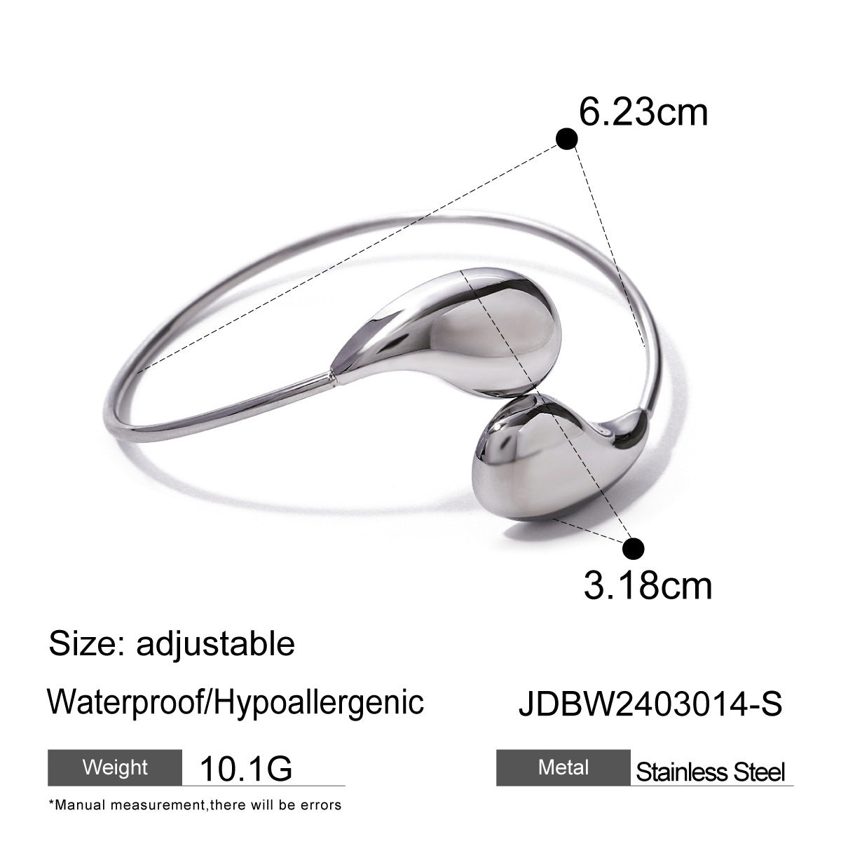 Modesmycken Minar Hiphop Metalliska Oregelbundna Vattendroppe Twist Justerbara Armband För Damer Titan Stål 18K Guld PVD Pläterad Manschettarmband