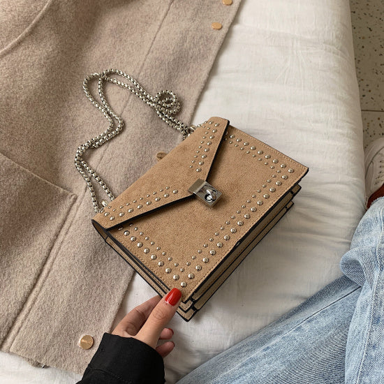 Textured Leather Mini Messenger - Compact Shoulder Bag with Scrub Finish