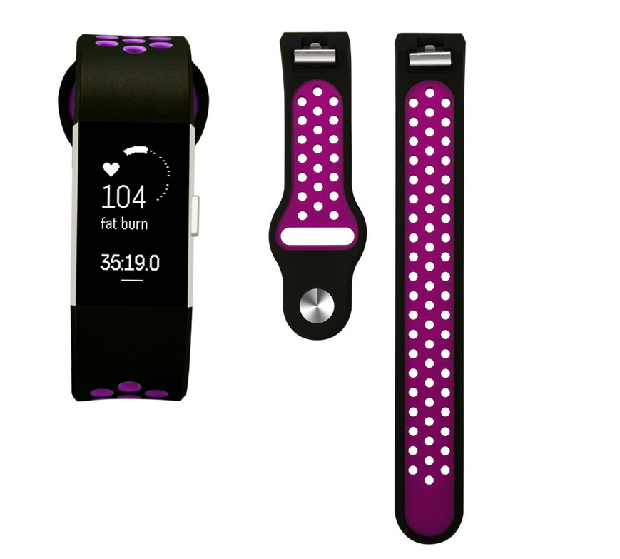 Fitbit Strap Charge2 Bracelet en silicone à trou rond monochrome