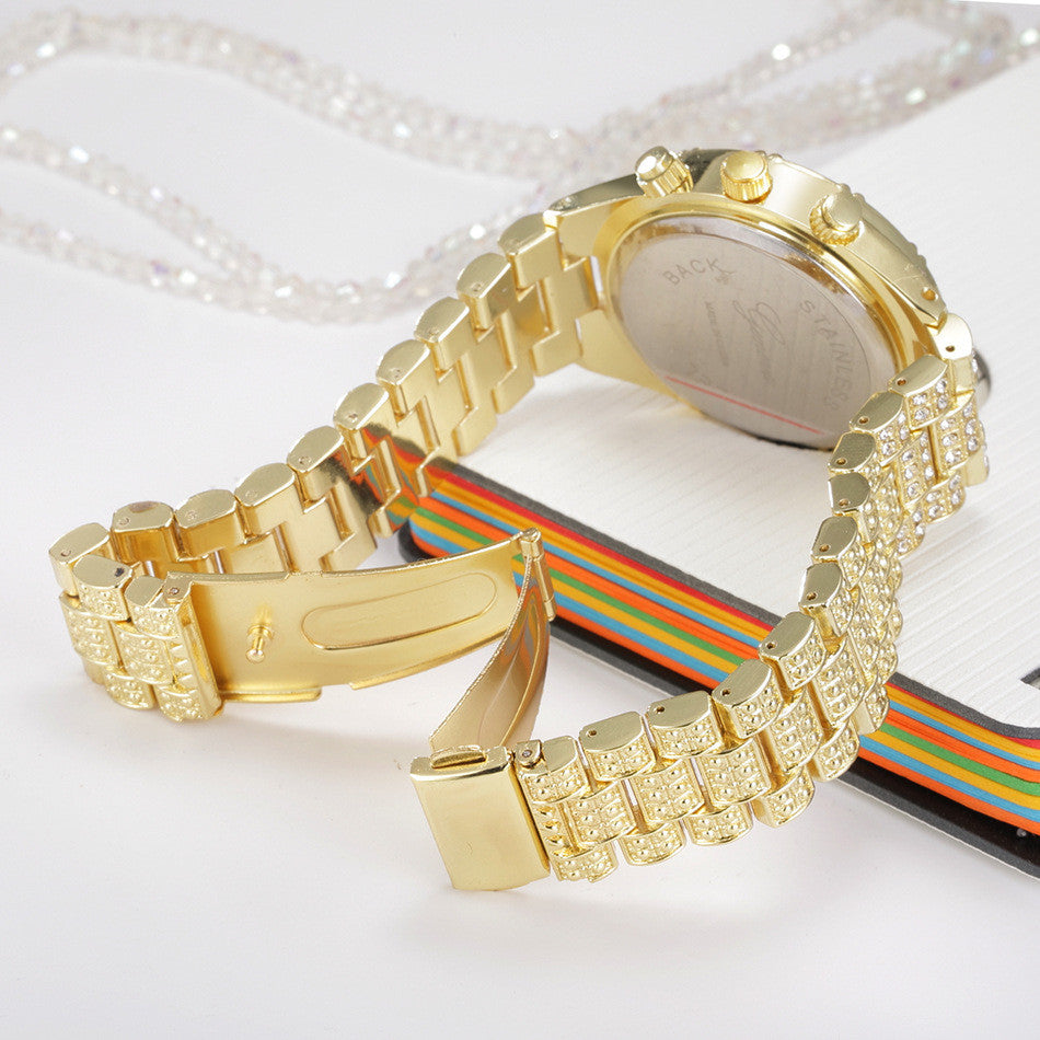 Femmes cristal Quartz analogique Montre-bracelet mode acier inoxydable genève luxe Reloj Hombre Montre Femme Sport montres