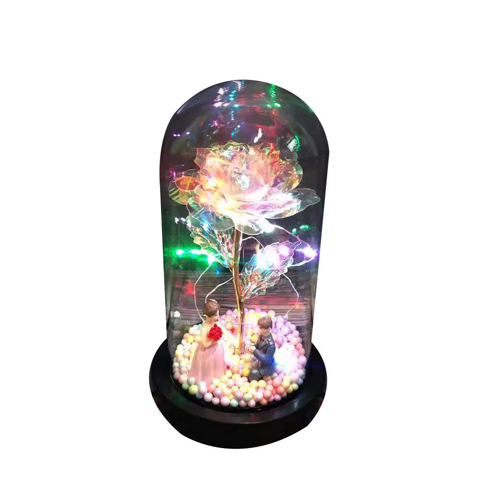 Rose éternelle de beauté en flacon, décoration de mariage, fleurs artificielles, couverture en verre pour cadeau de saint-valentin, décoration de maison