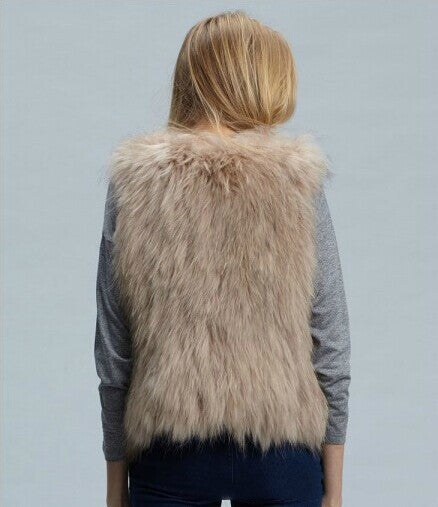 Veste courte en fausse fourrure de renard pour femme