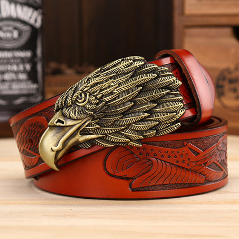 Men's Fashion Cowhide Eagle Head Leisure Belt - Majestic Power
