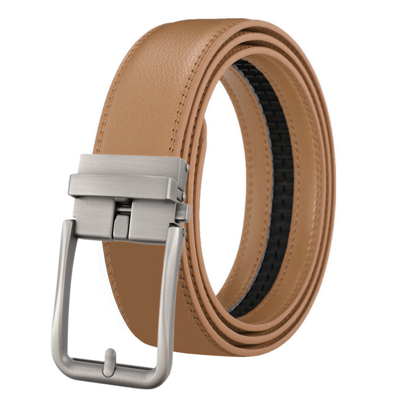 Men's Leather Automatic Buckle Simple Hollow Design Belt - Architectural Elegance