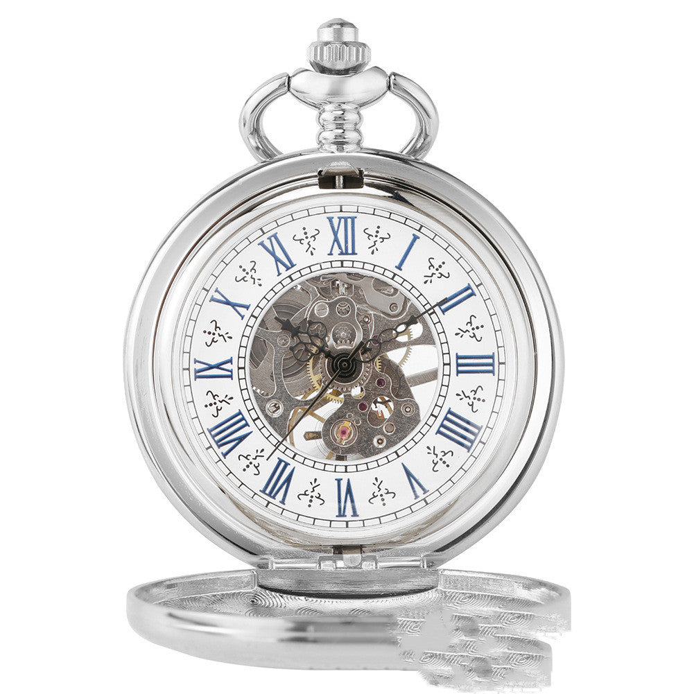Creative Fashion Transparent Flip Roman Digital Manual Manipulator Pocket Watch - Innovative Modern Classic Elegant Contemporary