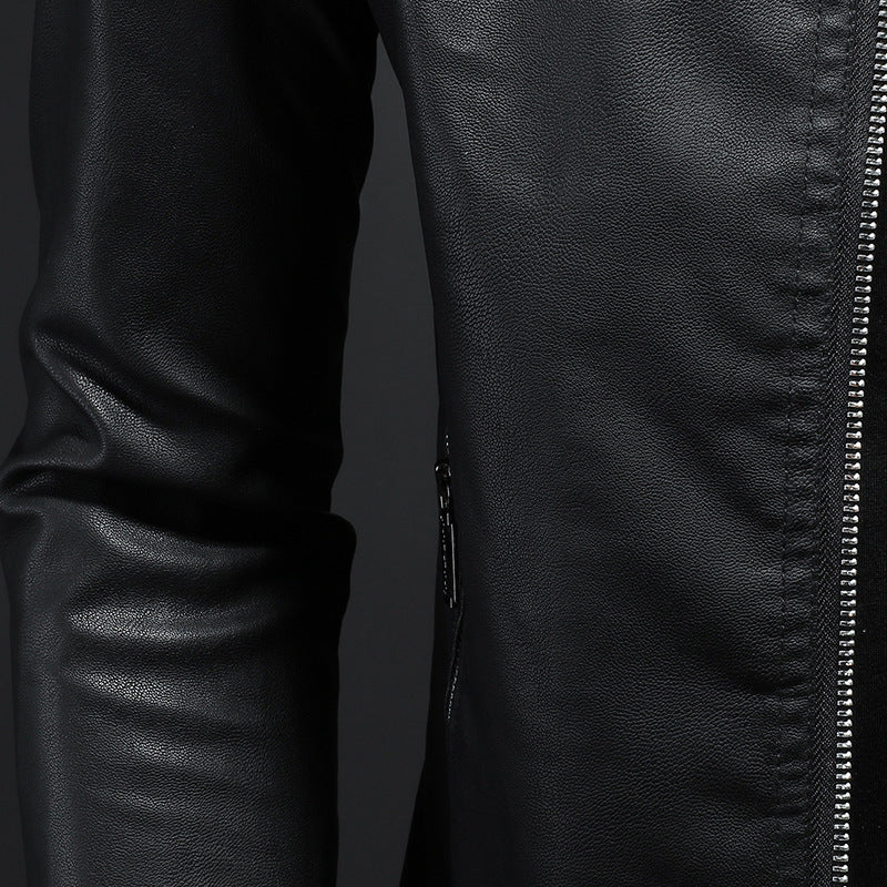 Veste de moto en cuir pour hommes, manteau fin